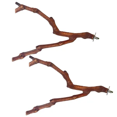 Produktbild von Papageien Sitzstange aus Naturholz, 2er Set Weinrebenholz Y-Sitzstangen für Vogelkäfig, Kletterstange & Krallenpflege für Wellensittiche