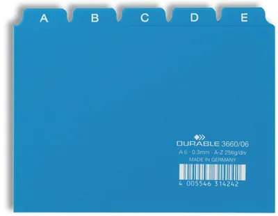 Produktbild von Leitregister A-Z A6quer PP 25-teilig blau Packung mit 50 Stück