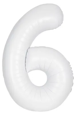 Produktbild von Unique Folienballon Zahl 6, XL, weiß, ca. 86 cm