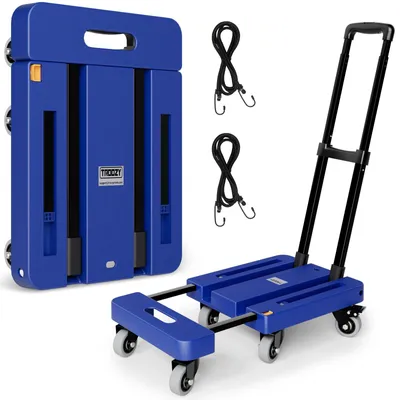 Immagine prodotto di Carrello pieghevole, capacità di carico 226 kg, 6 ruote, 2 cinghie elastiche, ideale per il trasporto