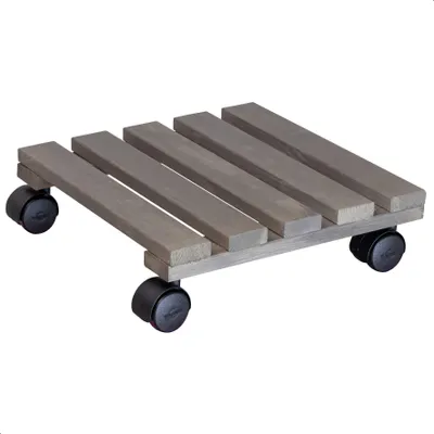 Produktbild von WAGNER Pflanzenroller NATURE 29 x 29 x 8 cm, für Innenbereich, Massivholz, grau, Tragkraft 100 kg, EU Ware - 20088901