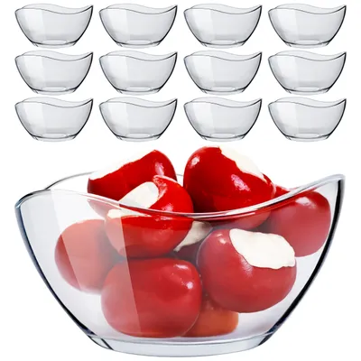 Produktbild von KONZEPT Salatschüssel Glas klein 12er Set – 310 ml, stapelbare, Salatschälchen, ideal als Müslischalen, Servierschalen, Snackschalen und Dessertschale