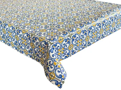 Produktbild von Wachstuch Tischdecke Gartentischdecke Wasserdichte Abwaschbar Blaues Mosaik240x140 cm