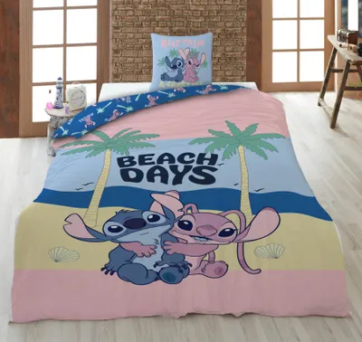 Immagine prodotto di Set di biancheria da letto Disney Lilo & Stitch Beach Days 135x200cm/80x80cm