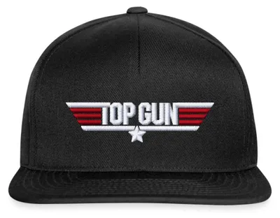 Produktbild von Spreadshirt Top Gun Logo Stick Snapback Cap, One size, Schwarz/Schwarz