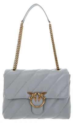 Produktbild von PINKO Leder Umhängetasche Schultertasche Love Puff Big CL Sheep Nappa Pearl Grey - Antique Gold blaugrau