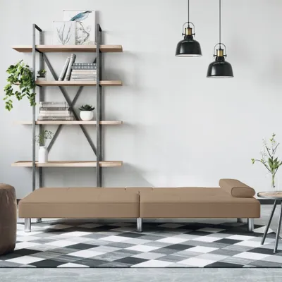 Immagine prodotto di The Living Store Divano letto con portabicchieri Cappuccino in ecopelle