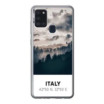 Produktbild von MuchoWow® Handyhülle Schutzhülle Hülle für Samsung Galaxy A21s Italien - Nebel - Wald - Baum Silikon Softcase Handy Hülle - Hartschale