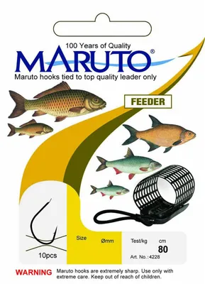 Produktbild von Maruto Feederhaken gebunden schwarz - 10 Angelhaken 80cm, Gr./Durchmesser/Tragkraft:Gr. 12 /2.5kg /0.16mm