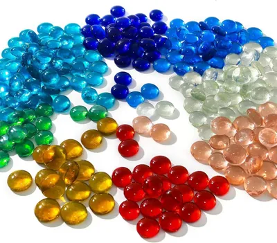 Imagen del producto de Piedras de vidrio de colores, 420 unidades, de 15 a 20 mm, 1800 g, para acuarios y decoración