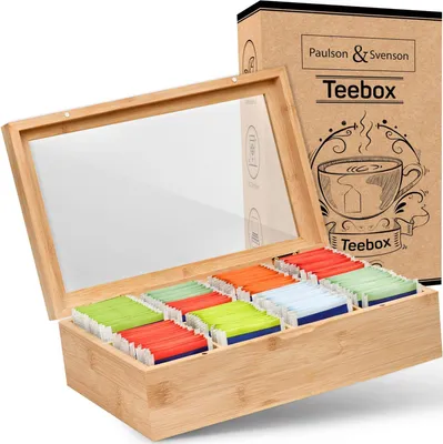 Produktbild von Nachhaltige Teebox - Bambusholz - 8 Fächer