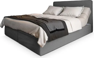 Produktbild von Masseno Boxspringbett ASTOR 140x200 cm Komplett-Set mit Bonell Matratze und Topper, Polsterbett mit Bettkästen -Grau, LINCOLN 85