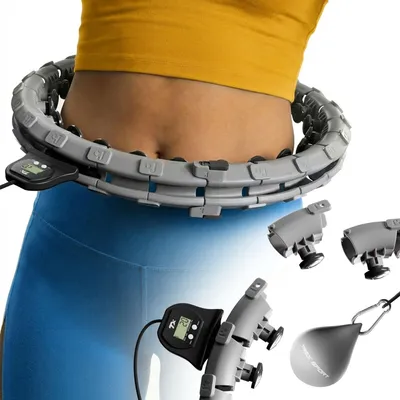 Produktbild von TREX SPORT Smart Hula Hoop Reifen mit Zähler TX-020CHH | Fitnessreifen mit LCD Display, 400g Gewicht, 24 Segmente, 360° Massage mit Noppen | Grau