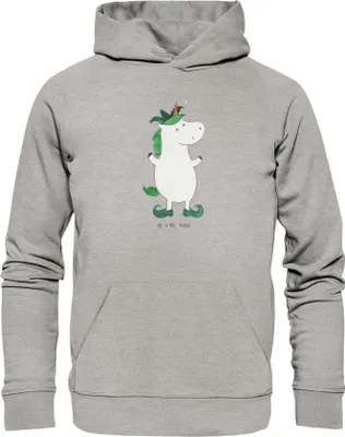 Produktbild von Mr. & Mrs. Panda Kuschelhoodie Einhorn Joker Größe M - Heather Grey - Geschenk, Kapuzenpullover, Einhörner, Hoodie, Unicorn, Sweatshirt, Pullover, Mittelalter, Hofnarr