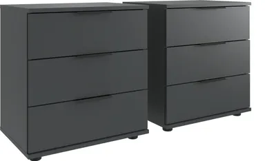 Produktbild von Nachtkommode >Rotterdam< (2er-Set), 3 Schubladen, in Graphit - 52x58x38cm (BxHxT)