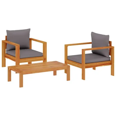 Image de vidaXL Ensemble de canapé de jardin 3 pièces avec coussins en bois massif d'acacia