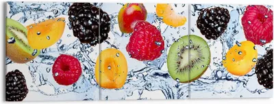 Produktbild von Bild auf Leinwand - Leinwandbild - Wasser Früchte frisch Essen - 150x50cm - Wand Bild - Wanddeko - Leinwanddruck - Bilder - Kunstdruck - Wanddekoration - Leinwand bilder - Wandkunst - CA150x50-2675