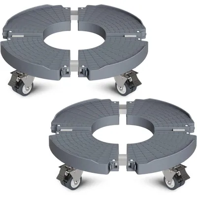 Produktbild von Pflanzenroller Ø 40-54 cm, 200kg Tragkraft, feststellbare Lenkrollen, 2er Set, Grau
