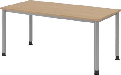 Produktbild von bümö Schreibtisch Serie-H - Gestell: Silber, Größe:  160 x 80 cm, Nachbildung: Eiche
