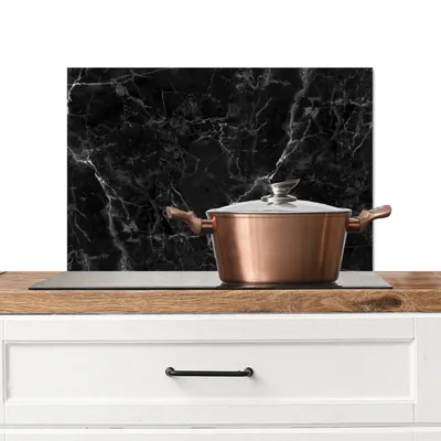 Produktbild von KitchenYeah®  Spritzschutz Küche - Küchenrückwand - Wandschutz für Herd und Spüle - Marmoroptik - Luxus - Schwarz 60x40 - Alu-Dibond (Alternative zum Spritzschutz aus Glas) - Hitzebeständig - Herdspri