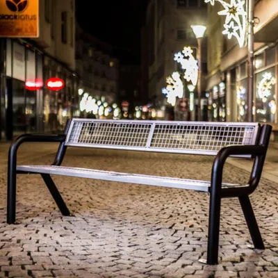 Immagine prodotto di REKORD VIKING SOLID con braccioli 175 x 60 x 76 cm Panchina da parco in acciaio estremamente robusta, resistente alle intemperie, per città e giardini