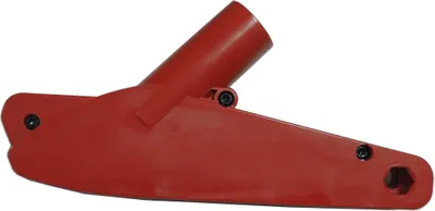 A red plastic part for a saw is shown against a white background.