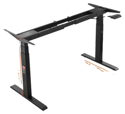 Image de Piètement de bureau debout, réglable en hauteur, construction robuste, double, 64 à 129 cm, noir