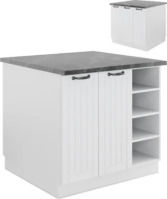 Produktbild von Kücheninsel Vicco Fame-Line Weiß Landhaus/Weiß 90 cm ohne Arbeitsplatte, Model 38726