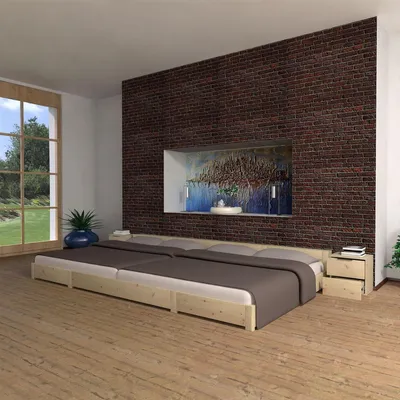 Produktbild von Familienbett "Familien-Nesterl" 360 200 23 Zirbe 90/180/90cm mit Ablage