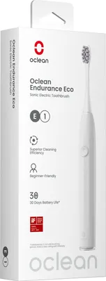 The image shows the front of a white product box for an Oclean Endurance Eco Sonic Electric Toothbrush.