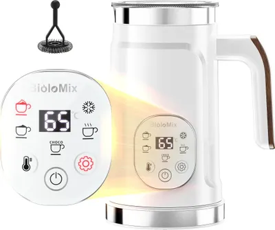 Obrázok produktu pre Penovač mlieka – MF102E – 5 v 1 – dotykový LED displej – horúca a studená pena – 500 W – 220–240 V – zástrčka EÚ – biela