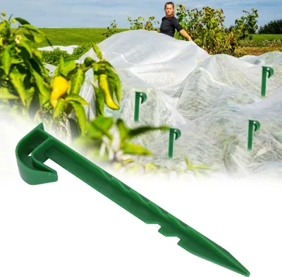 Image de 10Pcs Ground Garden Weed Barrier Fabric Shading Net Stake Fixing Plastic Pegs