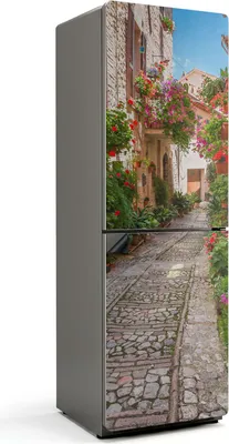 Obrázek produktu pro Okouzlující ulice s květinami - Magnetický kryt lednice - Magnetická dekorace na lednici - Samolepicí magnetická tabule - Magnetická fólie na dveře lednice - 60x180 cm
