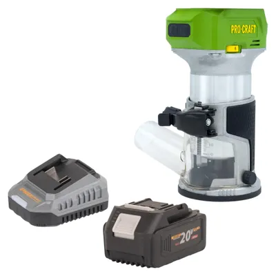 Produktbild von Procraft POB24bb Akku Multifunktionsfräse 20 V 6 / 8 mm Brushless + 1x Akku 4,0 Ah + Ladegerät
