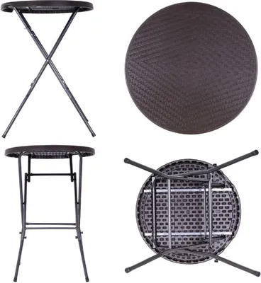 Produktbild von VCM Klapptisch | Partytisch | Stehtisch braun | klappbar Bistrotisch | Bartisch 110 cm rund Ø 80 cm