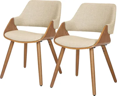 Produktbild von home24 Polsterstuhl - 2er-Set - Leinen / Buche Massiv