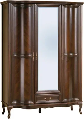 Produktbild von Casa Padrino Luxus Jugendstil Schlafzimmerschrank Dunkelbraun 147,8 x 63,5 x H. 206 cm - Massivholz Kleiderschrank mit 3 Türen und Schublade - Barock & Jugendstil Schlafzimmer Möbel