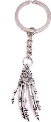 Zdjęcie produktu dla Onwomania Brelok do kluczy Szkielet dłoni Srebrny metalowy wisiorek Charm