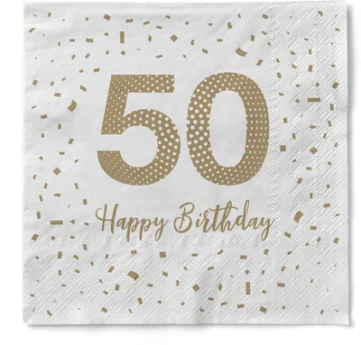 Produktbild von Sovie HOME Serviette "Happy Birthday - 50" aus Tissue 33 x 33 cm, 3-lagig, 20 Stück