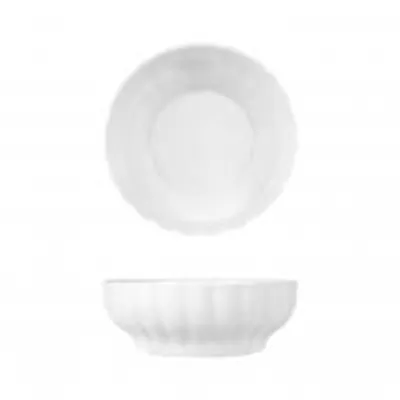 Productafbeelding van Saladschaal van porselein, wit, met ribbels, diameter 17 cm