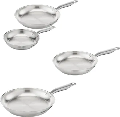 Immagine prodotto di Set di 2 padelle Tefal Virtuoso 24 + 28 cm, padelle per induzione, acciaio inox di alta qualità, non sigillate, adatte a tutti i tipi di piano cottura, adatte al forno fino a 250°C, E492S2