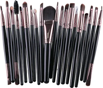 Produktbild von 20 Stück Professionelle Make-up Pinsel Foundation Lidschatten Set Holz Griff + Nylon Haar Braun / Schwarz