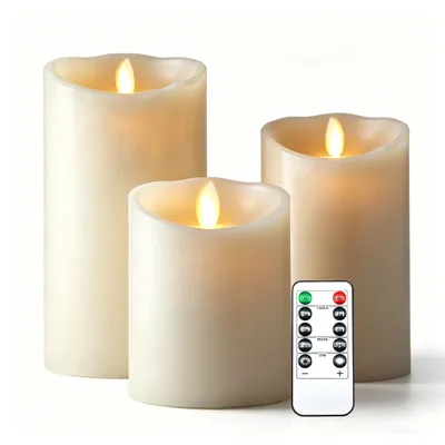 Obrázek produktu pro LED svíčky, 4", 5", 6". Sada 3 realistických LED svíček s blikajícím plamenem