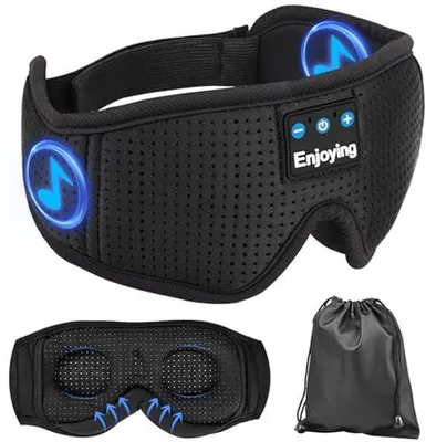 Productafbeelding van Slaapkoptelefoon, 3D-slaapmasker, draadloos, wasbaar, zwart