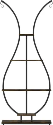 Produktbild von Hängepflanzentisch - 5 Ebenen - Schwarz Metall - Holz - Blumenvase - 74x30x181cm - Innendekoration