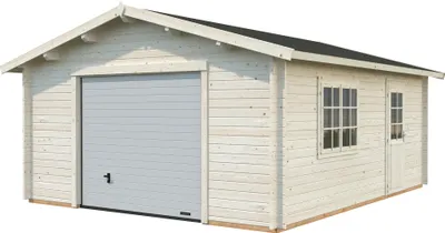 Produktbild von Palmako Garage Roger 23,9 m² - 44 mm - mit Sektionaltor naturbelassen