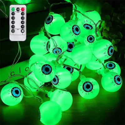 Produktbild von Halloween Lichterkette Augäpfel,5M 30LED Halloween Lichterkette augen,Halloween Lichterkette,Augapfel Halloween Lichter Mehrfarbig Mit Fernbedienungn (A)