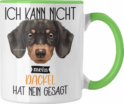 Produktbild von Trendation - Dackel Besitzer Tasse Geschenk Lustiger Spruch Geschenkidee Ich Kann Nicht Mein Dackel Hat Nein Gesagt (Grün)