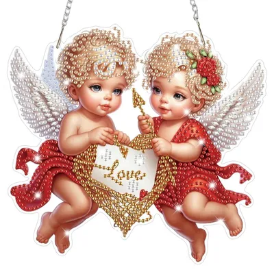 Image de Kit de création de pendentif "Diamond Painting" 5D, thème "AMOUR", idéal pour décorer une fenêtre, avec des éléments à suspendre, parfait comme cadeau pour la Saint-Valentin