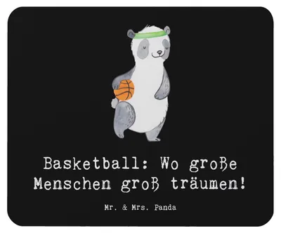 Produktbild von Mr. & Mrs. Panda Mousepad Basketball Träume - Schwarz - Geschenk, sportliche Leidenschaft, mousematte, Teamsport, große Menschen, Sportler, Teamarbeit, pc mauspad, Sport